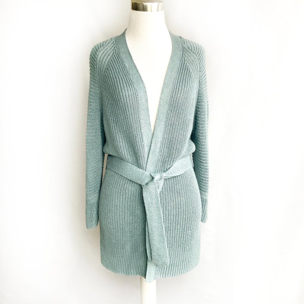 Hemisphere Knit Linen Cardigan with Belt